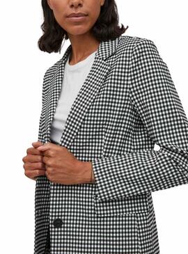 Blazer Vila Abia Vichy Noire et Blanc pour Femme