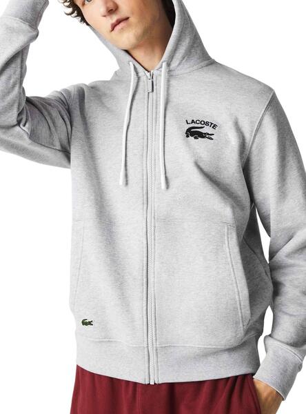 Sweat Lacoste Basic Capuche Gris pour Homme
