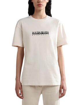 T-Shirt Napapijri S Box Beige pour Femme