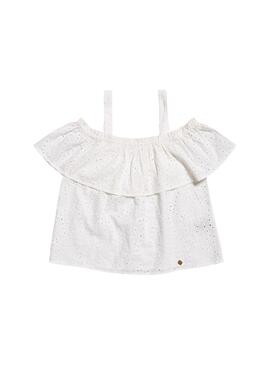 Top Superdry Mimi Schiffli Blanc pour Femme
