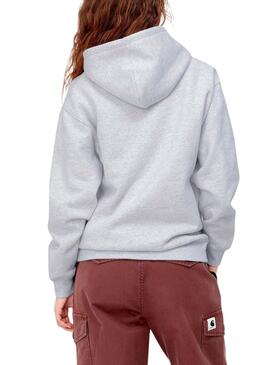 Sweat Carhartt Basic Capot Logo Gris pour Femme
