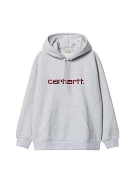 Sweat Carhartt Basic Capot Logo Gris pour Femme