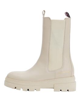 Bottines Tommy Hilfiger Chelsea Cuir Beige Femme