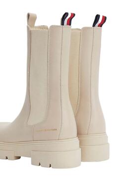 Bottines Tommy Hilfiger Chelsea Cuir Beige Femme