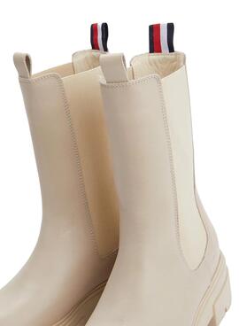 Bottines Tommy Hilfiger Chelsea Cuir Beige Femme