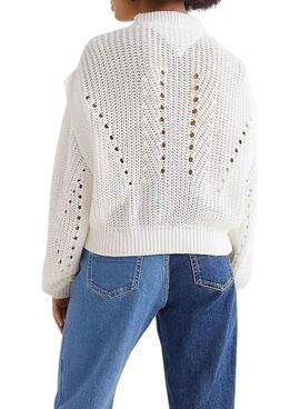 Pull Tommy Jeans Oversize Flag Couture Blanc Femme