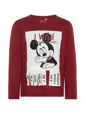 T-Shirt Name It Mickey Palle Rouge pour Enfante