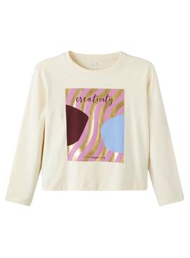 T-Shirt Name It Creativity Beige pour Fille