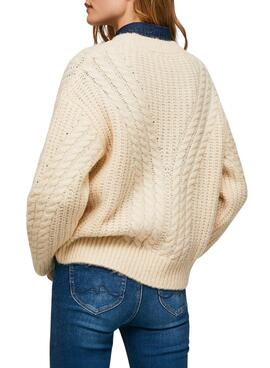 Pull Pepe Jeans Trenzado Bey Beige pour Femme