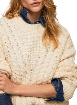 Pull Pepe Jeans Trenzado Bey Beige pour Femme