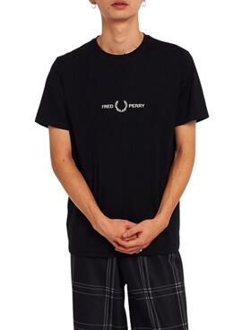 T Shirt Fred Perry Bordada Noire pour Homme