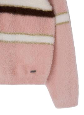 Pull Pepe Jeans Effet Xeny Fourrure Rose pour Fille