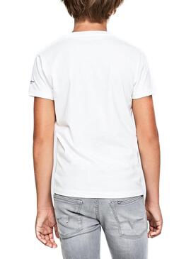 T-Shirt Jeans Pepe Heydon Blanc Enfante