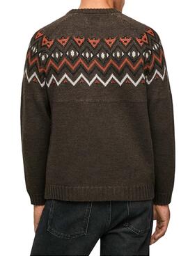 Pull Pepe Jeans Malik Marron pour Homme