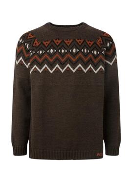 Pull Pepe Jeans Malik Marron pour Homme