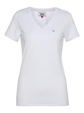 T-Shirt Tommy Jeans Basic Stretch Blanc Femme