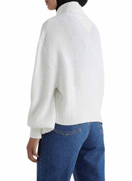 Pull Tommy Jeans Cropped College Blanc Femme
