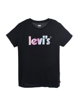 T-Shirt Levis Poster Logo Noire pour Fille