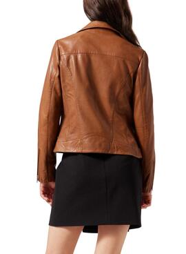 Veste Naf Naf Cuir Biker brun pour Femme