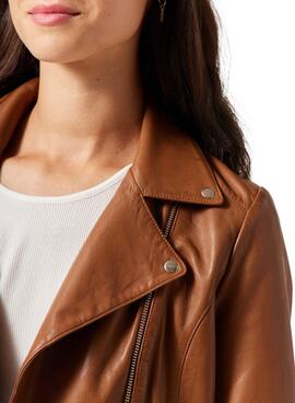 Veste Naf Naf Cuir Biker brun pour Femme