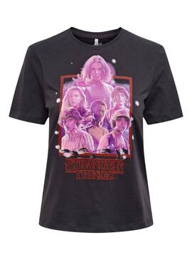 T-Shirt Only Stranger Things Noire pour Femme