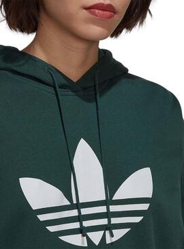 Sweat Adidas Trefoil Capuche Vert pour Femme