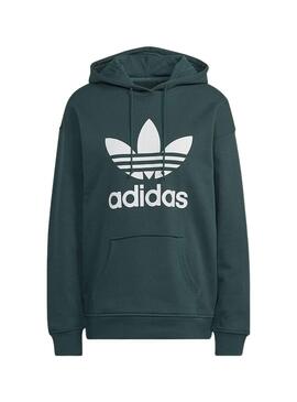 Sweat Adidas Trefoil Capuche Vert pour Femme