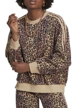 Sweat Adidas Animal Print Beige pour Femme