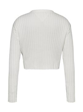 Pull Tommy Jeans Rég Rib Blanc pour Femme