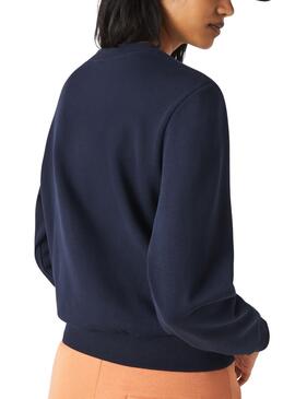 Sweat Lacoste Basic Bleu marine pour Femme