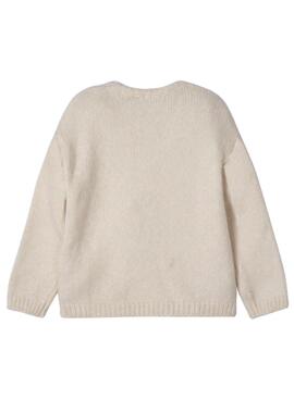 Pull Mayoral Broderie Fleurs Beige pour Fille