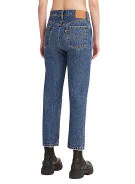 Jeans Levis 501 Crop Bleu pour Femme
