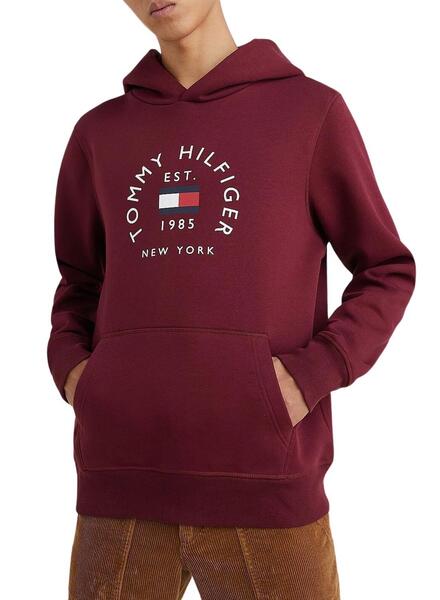 Sweat Tommy Hilfiger Flag Arch Bordeaux Homme