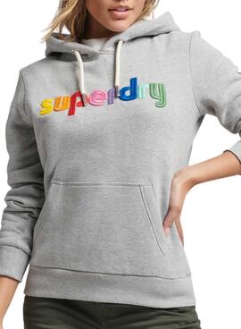 Sweat Superdry Rainbow Blanc pour Femme