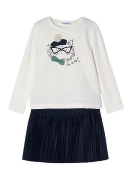 Set Mayoral Jupe Plié pour Fille Bleu marine