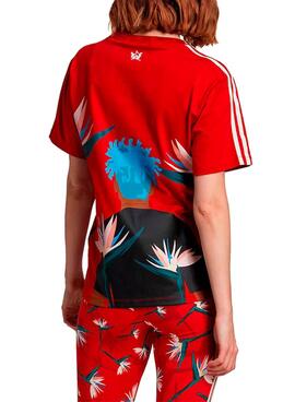 T-Shirt Adidas Thebe Magugu pour Femme Rouge