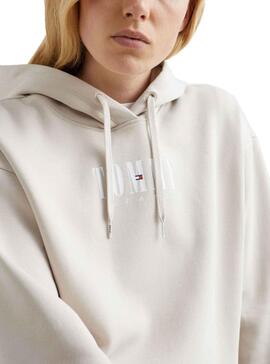 Sweat Tommy Jeans Relaxed Logo pour Femme Beige