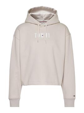 Sweat Tommy Jeans Relaxed Logo pour Femme Beige
