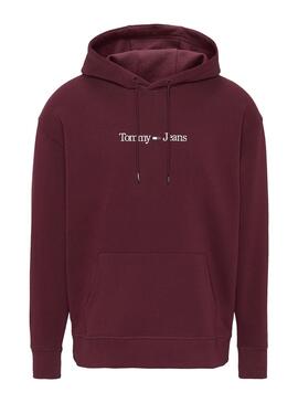 Sweat Tommy Jeans Linéaire pour Homme Bordeaux