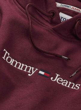 Sweat Tommy Jeans Linéaire pour Homme Bordeaux