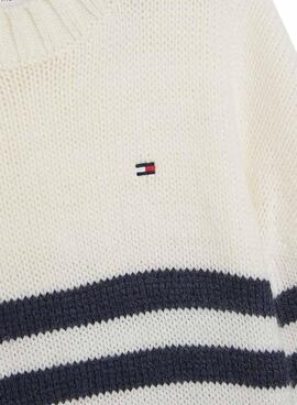 Robe Tommy Hilfiger Pull Bande Fille Blanc