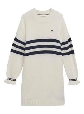 Robe Tommy Hilfiger Pull Bande Fille Blanc