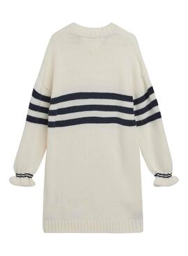 Robe Tommy Hilfiger Pull Bande Fille Blanc
