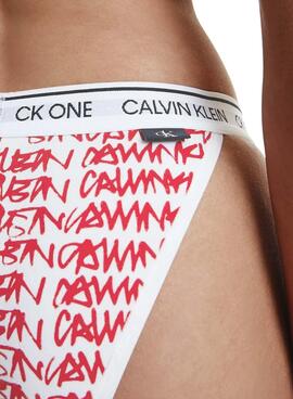 Braga Calvin Klein Logo Imprimé Femme Rouge et Blanc