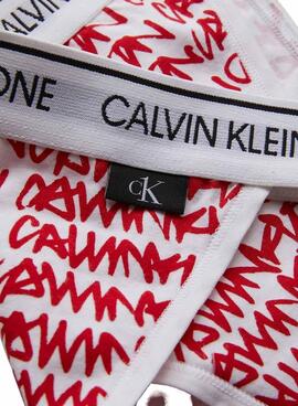 Braga Calvin Klein Logo Imprimé Femme Rouge et Blanc