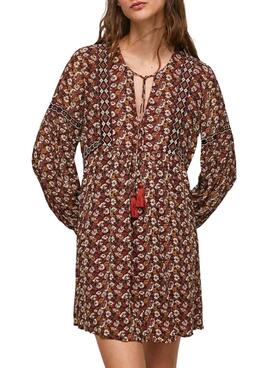 Robe Pepe Jeans Liber Printed Femme Brun