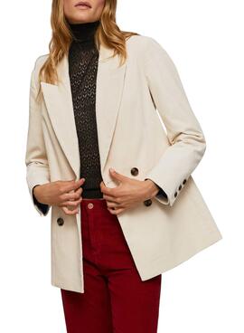 Blazer Pepe Jeans Ariel Velours Côtelé pour Femme Beige