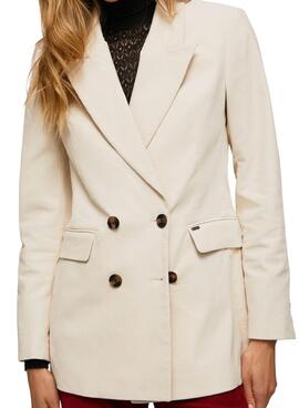 Blazer Pepe Jeans Ariel Velours Côtelé pour Femme Beige