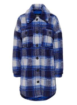 Veste Only Newcamilla Teddy Cadres Femme Bleu
