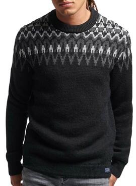 Pull Superdry Knitted Col rond Homme Noire